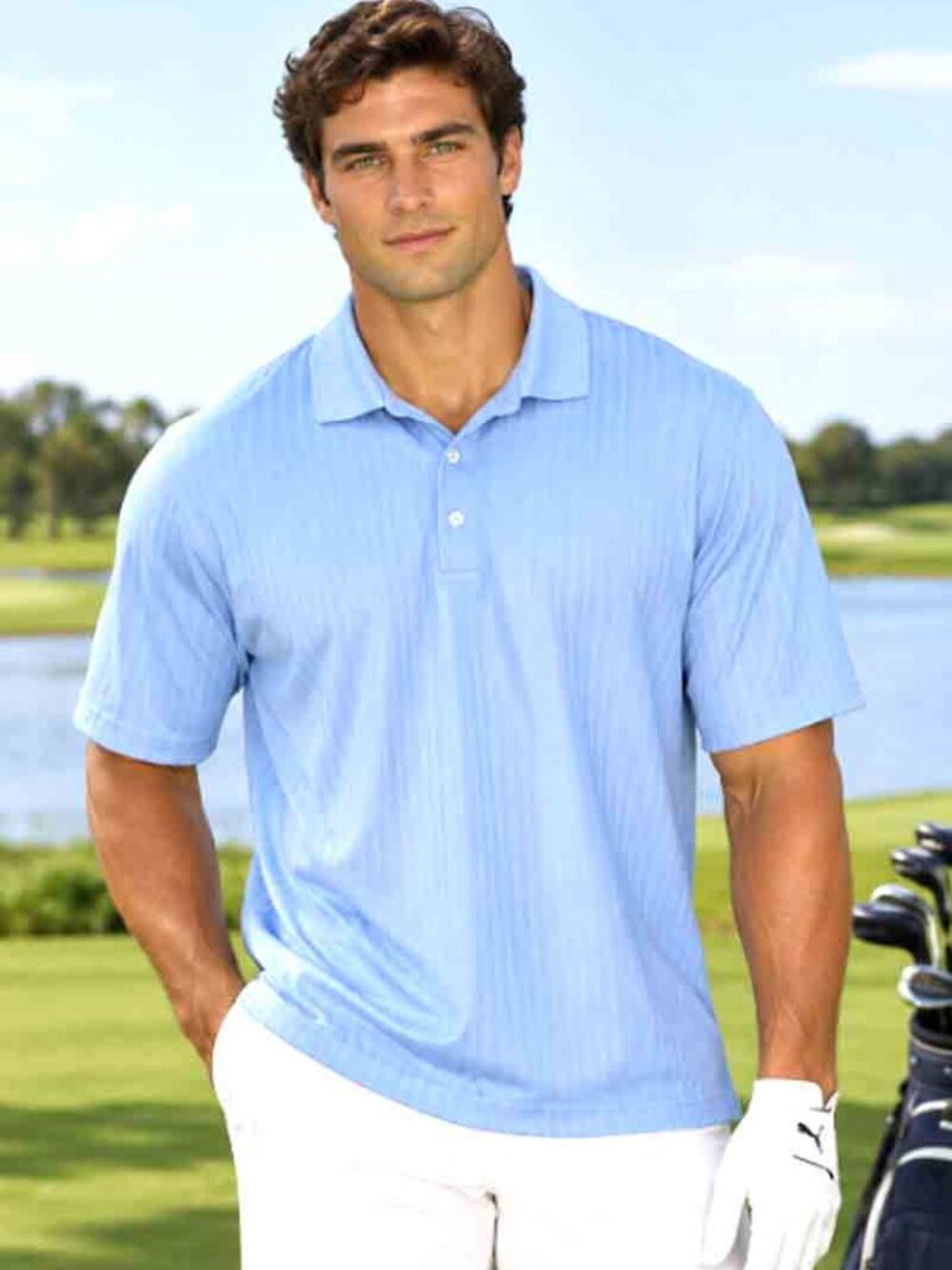 Puma MATTR Golf Polo Blue Striped Men's Size 2XL